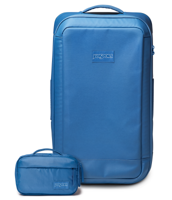 JanSport 30" Rolling Duffel Toiletry Bag Elemental Blue Set